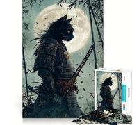 Puzzle Samurai Cat 1000 pièces pour Adolescents Améliore la mémoire Détente et créativité Bords précis Cadeau élégant (38x52cm)