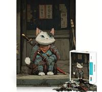Puzzle Samurai Cat 1000 pièces pour Adolescents Améliore la mémoire Détente et créativité Bords précis Cadeau élégant (38x26cm)