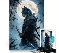 Puzzle Samurai Cat 1000 pièces pour Adultes Stimule la mémoire, soulage l'anxiété, Bords précis, Surprise de Noël (50x75cm)