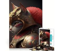 Puzzle Samurai Cat 1000 pièces pour Adultes Stimule la mémoire, soulage l'anxiété, Bords précis, Surprise de Noël (38x52cm)