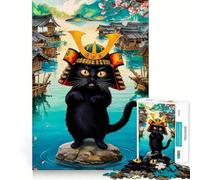 Puzzle Samurai Cat Adventure pour Adolescents, 1000 pièces, Jeu de réflexion, détente mentale, Art à Assembler, Cadeau Unique (38x52cm)