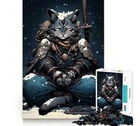 Puzzle Samurai Cat Japan pour Adolescents, 1000 pièces, Jeu de réflexion, Design Relaxant, Assemblage, Cadeau de qualité (50x75cm)
