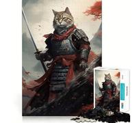 Puzzle Samurai Cat Japan pour Adolescents, 1000 pièces, stimule la mémoire, se détend et s'amuse, découpe de qualité supérieure, Cadeau élégant (38x26cm)