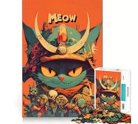Puzzle Samurai Cat Meow pour Adultes, 1000 pièces, Jeu de réflexion, Jouet Anti-anxiété, Objet de Collection aux découpes soignées (50x75cm)