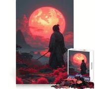 Puzzle Samurai Cherry Moon Japan, 1000 pièces, Difficile, pour Adultes, Jeu de logique Fine, Calme et Amusant, Bords Nets, Cadeau attentionné (38x52cm)