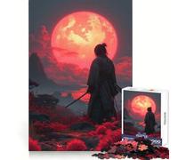 Puzzle Samurai Cherry Moon Japan 1000 pièces pour Adolescents Jeu de logique et de Train Loisirs Amusants Découpe Lisse Cadeau spécial (38x26cm)