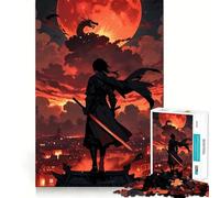 Puzzle Samurai Dragon Blood Moon 1000 pièces pour Adultes Stimulation de la mémoire et réduction de l'anxiété Cadeau Artistique à Assembler (38x26cm)
