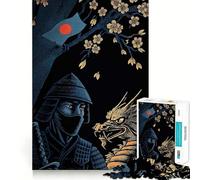 Puzzle Samurai Dragon Fleurs de Cerisier pour Adultes 1000 Pièces Jeu de Réflexion Anti-Anxiété Objet de Collection aux Découpes Soignées (50x75cm)