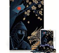 Puzzle Samurai Dragon Fleurs de Cerisier pour Adultes 1000 Pièces Renforce la Mémoire Amusant et Détente Qualité Cadeau Élégant (38x26cm)