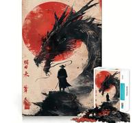 Puzzle Samurai Dragon Soleil Rouge 1000 pièces pour Adultes Développement de la mémoire, Loisirs Doux, Design d'assemblage, Collection Artistique (38x26cm)