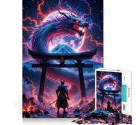 Puzzle Samurai Dragon Super Moon 1000 pièces pour Adolescents, Jouet Mental Anti-Stress, découpe Premium, Cadeau Exquis (38x52cm)