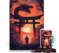 Puzzle Samurai et Porte du Dragon 1000 pièces pour Adolescents Jeu de logique Pure Détente et Douceur Pièce d'art aux découpes nettes (38x26cm)