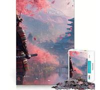 Puzzle Samurai Fleur de Cerisier 1000 Pièces pour Adolescents Améliore la Mémoire Détente et Loisirs Bords Précis Cadeau Élégant (38x52cm)