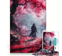 Puzzle Samurai Fleurs de Cerisier 1000 Pièces pour Adolescents Jeu de Logique et de Sensation Passe-Temps Calme Bords Lisse Cadeau de Qualité (50x75cm)