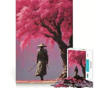 Puzzle Samurai Fleurs de Cerisier pour Adolescents 1000 Pièces Jeu Anti-Stress Intelligent Bords Aigus Cadeau d'anniversaire (50x75cm)