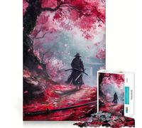 Puzzle Samurai Fleurs de Cerisier pour Adolescents, 1000 Pièces, Jeu de Détente et de Réflexion, Découpe Précise, Cadeau Festif (38x26cm)