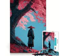 Puzzle Samurai Fleurs de Cerisier pour Adultes 1000 Pièces Améliore la Mémoire Détend l'esprit Collection Sharp Edge Art Piece (38x26cm)