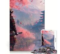 Puzzle Samurai Fleurs de Cerisier pour Adultes, 1000 Pièces, Jeu de Réflexion, Passe-Temps Calme, Design à Assembler, Cadeau de Fêtes (38x26cm)