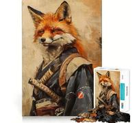 Puzzle Samurai Fox Difficile pour Adultes 1000 Pièces Jeu de Réflexion Moment de Détente Qualité Cadeau Exquis (50x75cm)