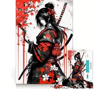 Puzzle Samurai Girl 1000 pièces pour Adolescents, Jeu de logique Pure, Doux et Relaxant, découpe Nette, Belle œuvre d'art (38x26cm)