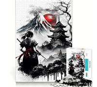 Puzzle Samurai Girl Ink Wash 1000 pièces pour Adultes Stimulation de la mémoire et réduction de l'anxiété Cadeau Artistique à Assembler (38x52cm)
