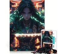 Puzzle Samurai Girl Neon Katana 1000 pièces pour Adultes Stimule la mémoire Paisible et Amusant Découpe de qualité supérieure Cadeau mémorable (38x26cm)