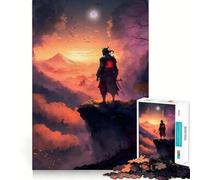 Puzzle Samurai Guardian Sunset 1000 pièces pour Adolescents Améliore la mémoire Détente et créativité Bords précis Cadeau élégant (38x52cm)