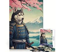 Puzzle Samurai Husky Mont Fuji 1000 pièces pour Adolescents Jeu de logique Puissant Sérénité Bords Nets Cadeau créatif (50x75cm)