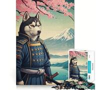 Puzzle Samurai Husky Mont Fuji 1000 pièces pour Adultes Jeu de réflexion Intelligent Activité à la Maison Découpe Lisse Surprise de Noël (38x26cm)