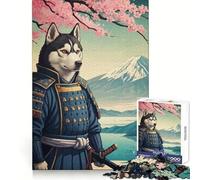 Puzzle Samurai Husky Mont Fuji 1000 pièces pour Adultes Jeu de réflexion Intelligent Activité à la Maison Découpe Lisse Surprise de Noël (38x26cm)