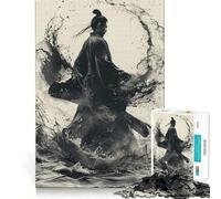 Puzzle Samurai Ink Splash 1000 pièces pour Adolescents, Jouet de logique Pure, Doux et Relaxant, découpe Nette, Belle œuvre d'art (38x26cm)