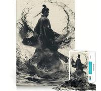 Puzzle Samurai Ink Splash 1000 pièces pour Adultes et Adolescents À Construire Lentement, à apprécier, découpe précise, œuvre d'art à Collectionner (38x52cm)