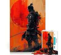 Puzzle Samurai Katana Orange Dawn 1000 pièces pour Adultes Renforce la mémoire, apaise l'esprit, qualité supérieure, Surprise chaleureuse (38x52cm)