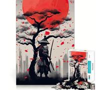 Puzzle Samurai Katana Soleil Rouge pour Adultes, 1000 pièces, Jeu de réflexion, Anti-anxiété, Objet de Collection aux découpes soignées (50x75cm)
