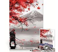Puzzle Samurai Lake Yamanaka Soleil Rouge 1000 pièces pour Adolescents Jeu de logique et de Train Loisirs Amusants Découpe Lisse Cadeau spécial (50x75cm)