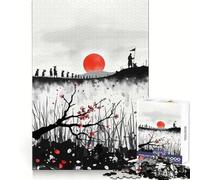 Puzzle Samurai March à l'encre, 1000 pièces, pour Adolescents Un Jeu d'entraînement cérébral, de détente mentale et d'art à Assembler, Un Cadeau Unique (38x52cm)
