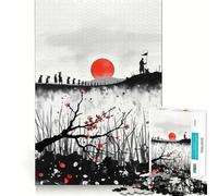 Puzzle Samurai March à l'encre, 1000 pièces, pour Adolescents Un Jeu d'entraînement cérébral, de détente mentale et d'art à Assembler, Un Cadeau Unique (38x52cm)