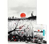 Puzzle Samurai March Ink Painting 1000 pièces pour Adolescents, Jeu de logique et de logique, Passe-Temps Calme, Bords Lisses, Cadeau de qualité supérieure (38x26cm)