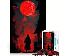 Puzzle Samurai Moon Japan 1000 pièces pour Adolescents, Jeu de logique Pure, détente, découpe Nette, Belle œuvre d'art (50x75cm)