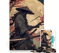 Puzzle Samurai Moon Japan 1000 pièces pour Adolescents, Jeu de réflexion et de détente, pour Les fêtes (38x52cm)