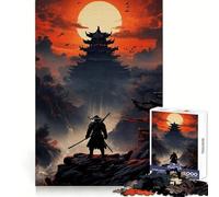 Puzzle Samurai Moon Japan pour Adolescents, 1000 pièces, Jeu de logique Stimulant, Divertissement d'intérieur, Bords de qualité supérieure, Cadeau mémorable (38x26cm)