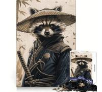 Puzzle Samurai Raton Laveur 1000 Pièces pour Adultes Stimule la Mémoire Paisible et Amusant Découpe Premium Cadeau Souvenir (38x52cm)