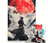 Puzzle Samurai Red Moon 1000 pièces pour Adultes Développement de la mémoire, Loisirs Doux, Design d'assemblage, Collection Artistique (38x52cm)