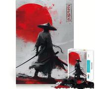 Puzzle Samurai Red Moon 1000 pièces pour Adultes Stimule la mémoire, apaise l'esprit, Design, Assemblage, Cadeau créatif (50x75cm)