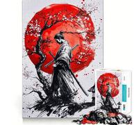 Puzzle Samurai Red Moon 1000 pièces pour Adultes Stimule la mémoire, favorise la détente mentale, découpe Lisse, Cadeau d'anniversaire (50x75cm)