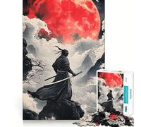 Puzzle Samurai Red Moon 1000 pièces pour Adultes Stimule la mémoire, idéal pour Les Groupes, Bords Nets, Cadeau élégant (38x26cm)