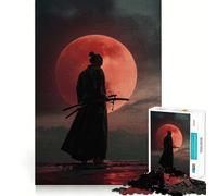 Puzzle Samurai Red Moon (50x75cm) Niveau Difficile Jeu de logique et d'adresse pour Adultes 1000 pièces Idéal pour Jouer en Famille Pièce de Collection