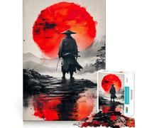 Puzzle Samurai Red Moon Japan, 1000 pièces, Difficile, pour Adultes, Jeu intellectuel, détente, découpe de qualité, Cadeau Exquis (38x52cm)