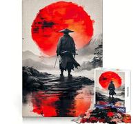 Puzzle Samurai Red Moon Japan pour Adolescents, 1000 pièces, Jeu de logique Stimulant, Divertissement d'intérieur, Bords de qualité supérieure, Cadeau mémorable (38x26cm)