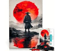 Puzzle Samurai Red Moon Japan pour Adolescents, 1000 pièces, Jouet d'entraînement cérébral, détente mentale, Art à Assembler, Cadeau Unique (50x75cm)